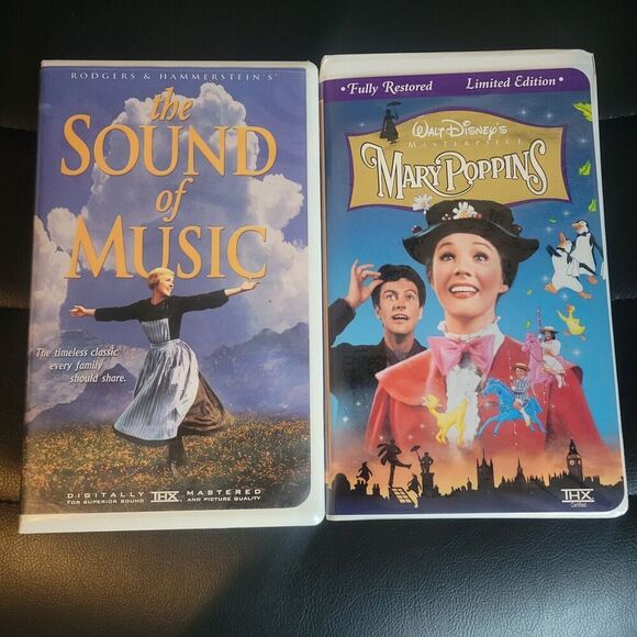 Disney Other - Julie Andrews set Of 2 musical VHS tapes "The Sound Of Music and Mary Poppins"